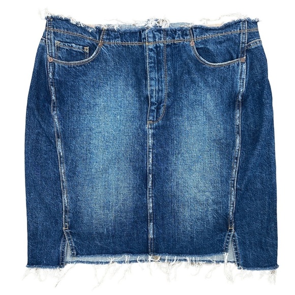 PAIGE Denim Blue Raw Hem Skirt Size 31 - Picture 1 of 8